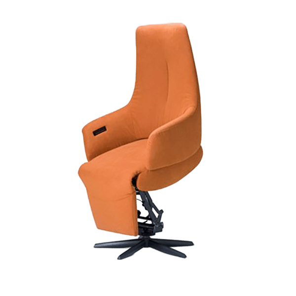 Oranje sta-op relaxfauteuil met draaibare stervoet in moderne uitvoering