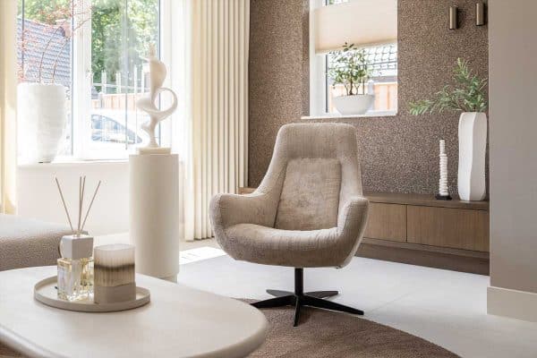 Stijlvolle wand met exclusief behang in rustige tinten