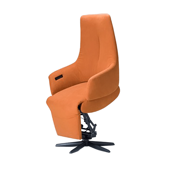 Oranje sta-op relaxfauteuil met draaibare stervoet in moderne uitvoering