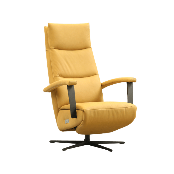 Mosterdgele relaxfauteuil leer